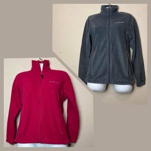 Columbia Lot‎ Of Two Sweater Small  Pink  /gray Fleece Full Zip Casual Pocket